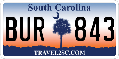 SC license plate BUR843