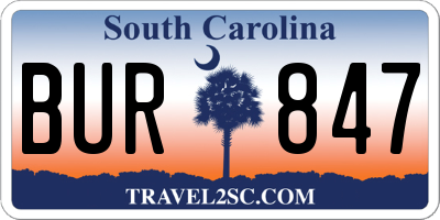 SC license plate BUR847