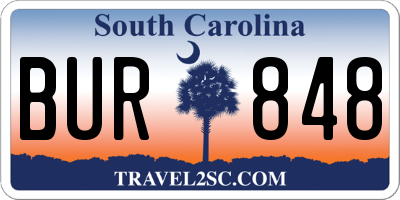 SC license plate BUR848