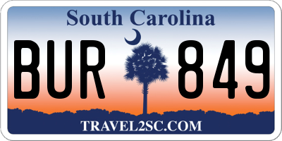 SC license plate BUR849