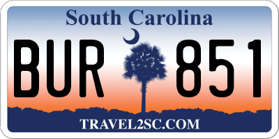 SC license plate BUR851