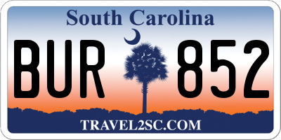 SC license plate BUR852