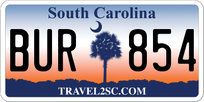 SC license plate BUR854