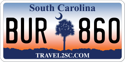SC license plate BUR860
