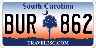 SC license plate BUR862