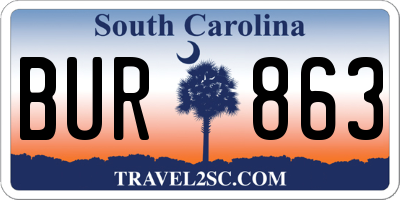 SC license plate BUR863