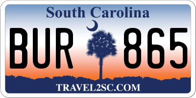 SC license plate BUR865