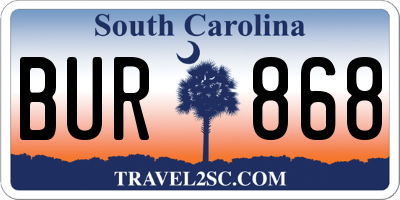 SC license plate BUR868