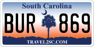 SC license plate BUR869