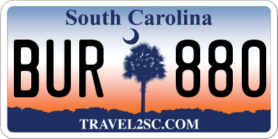 SC license plate BUR880