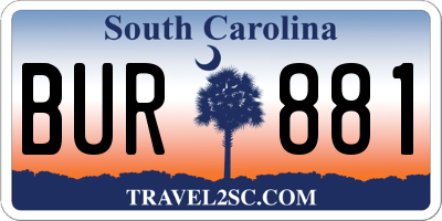 SC license plate BUR881
