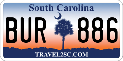 SC license plate BUR886