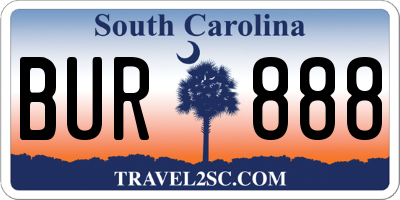 SC license plate BUR888