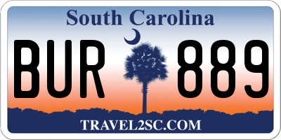SC license plate BUR889