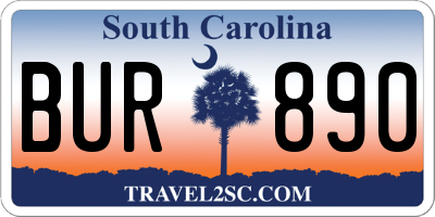 SC license plate BUR890