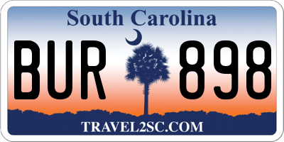 SC license plate BUR898