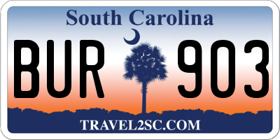 SC license plate BUR903