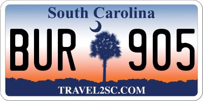 SC license plate BUR905