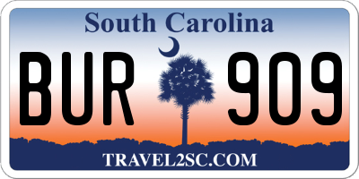 SC license plate BUR909