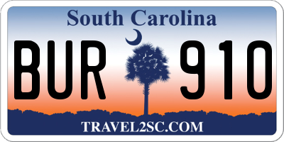 SC license plate BUR910