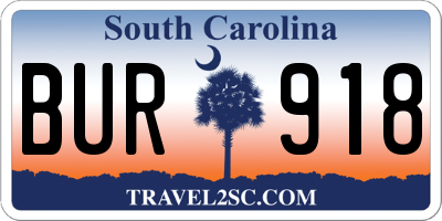 SC license plate BUR918