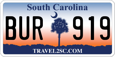 SC license plate BUR919