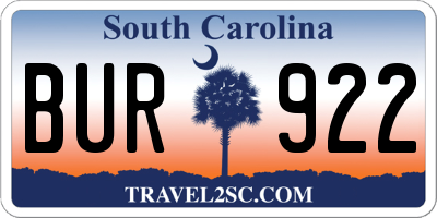 SC license plate BUR922