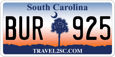 SC license plate BUR925