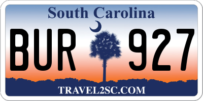 SC license plate BUR927