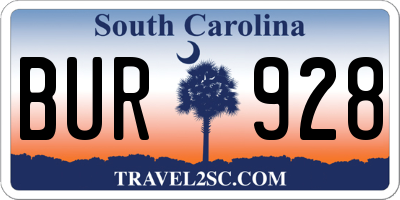 SC license plate BUR928
