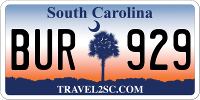 SC license plate BUR929