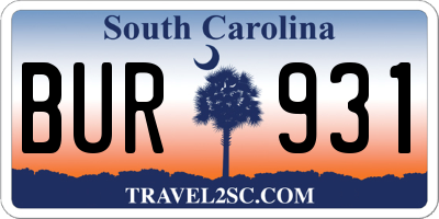SC license plate BUR931