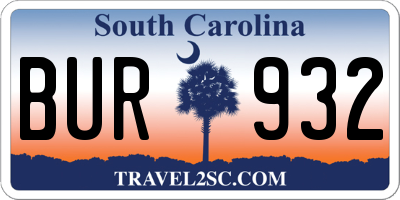 SC license plate BUR932