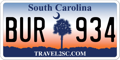 SC license plate BUR934