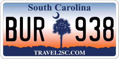 SC license plate BUR938