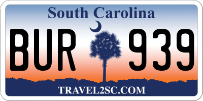 SC license plate BUR939
