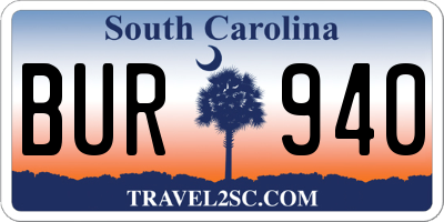 SC license plate BUR940
