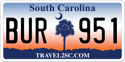 SC license plate BUR951
