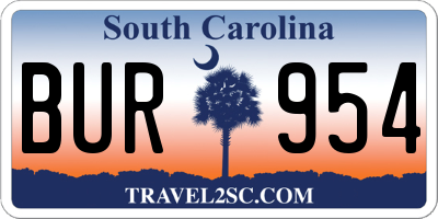 SC license plate BUR954