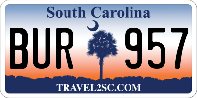 SC license plate BUR957