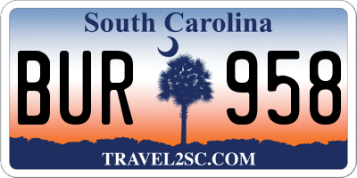SC license plate BUR958