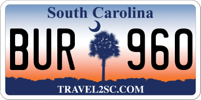 SC license plate BUR960