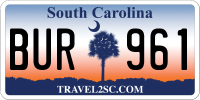 SC license plate BUR961