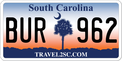 SC license plate BUR962