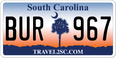 SC license plate BUR967