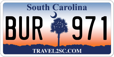 SC license plate BUR971