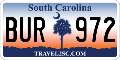 SC license plate BUR972