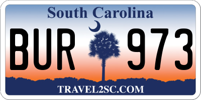 SC license plate BUR973