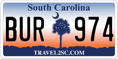 SC license plate BUR974
