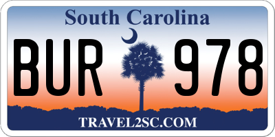 SC license plate BUR978